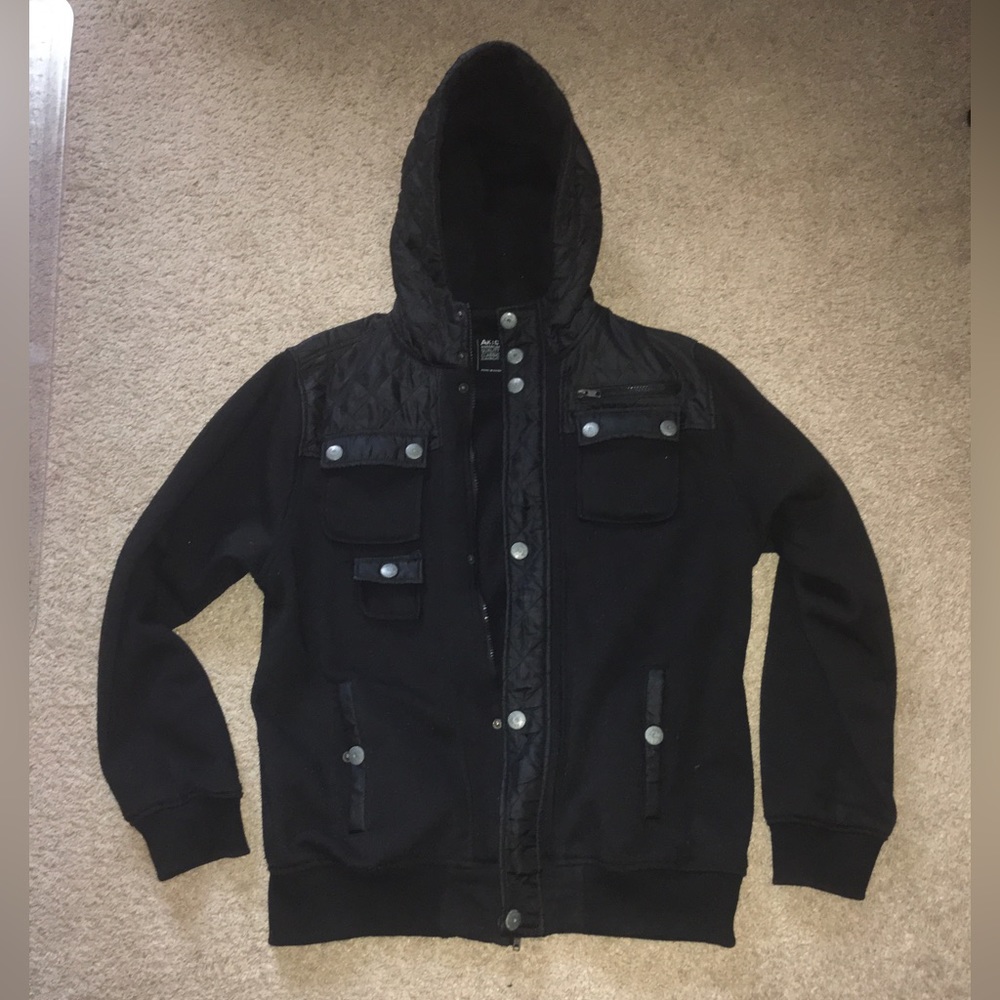 AK:CESS mens XL black hooded jacket